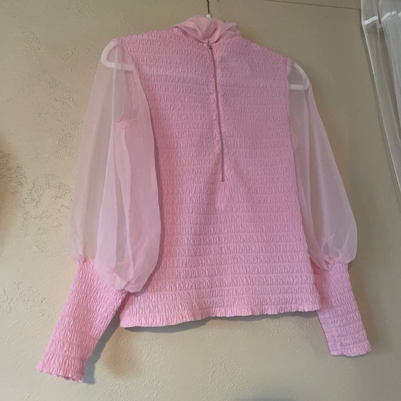 Vintage pink sheer puff sleeve blouse - Picture 3 of 5